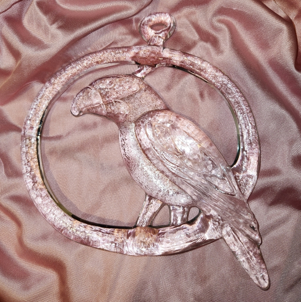 VTG Kosta Boda Parrot Bird Suncatcher Bertil Vallien Hanging Clear Art Glass 